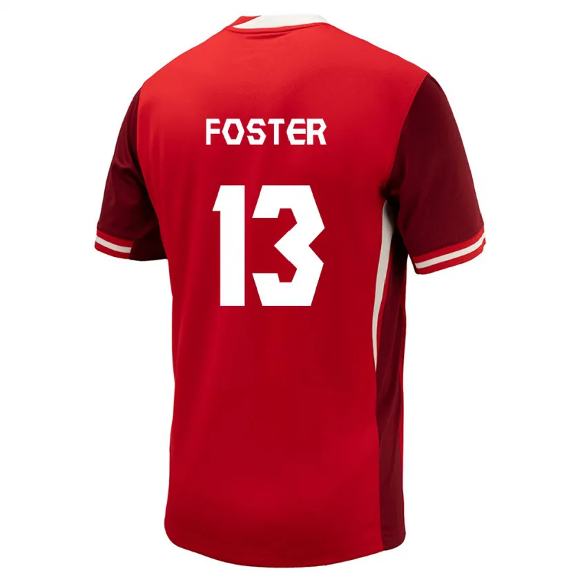 Danxen Hombre Camiseta Canadá Rylee Foster #13 Rojo 1ª Equipación 24-26 La Camisa México