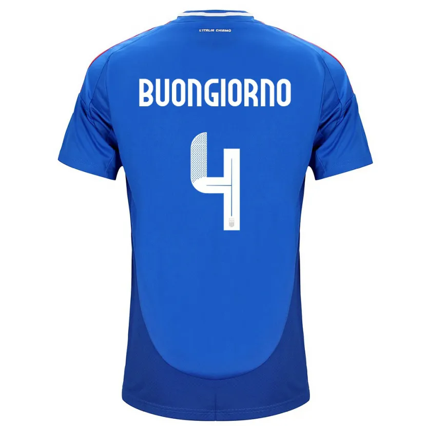 Danxen Hombre Camiseta Italia Alessandro Buongiorno #4 Azul 1ª Equipación 24-26 La Camisa México