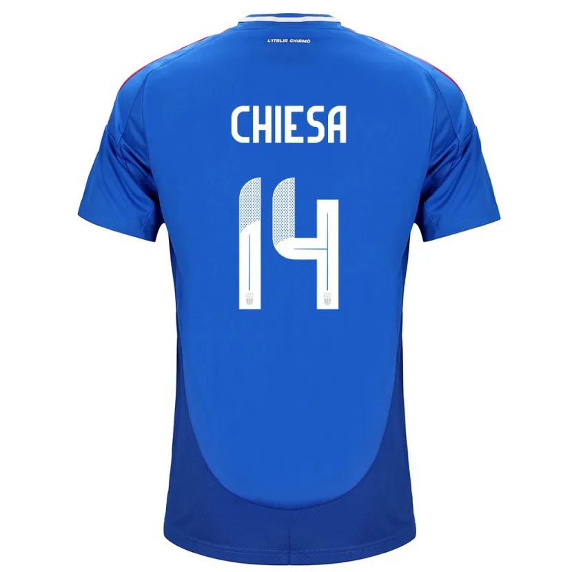 Danxen Hombre Camiseta Italia Federico Chiesa #14 Azul 1ª Equipación 24-26 La Camisa México