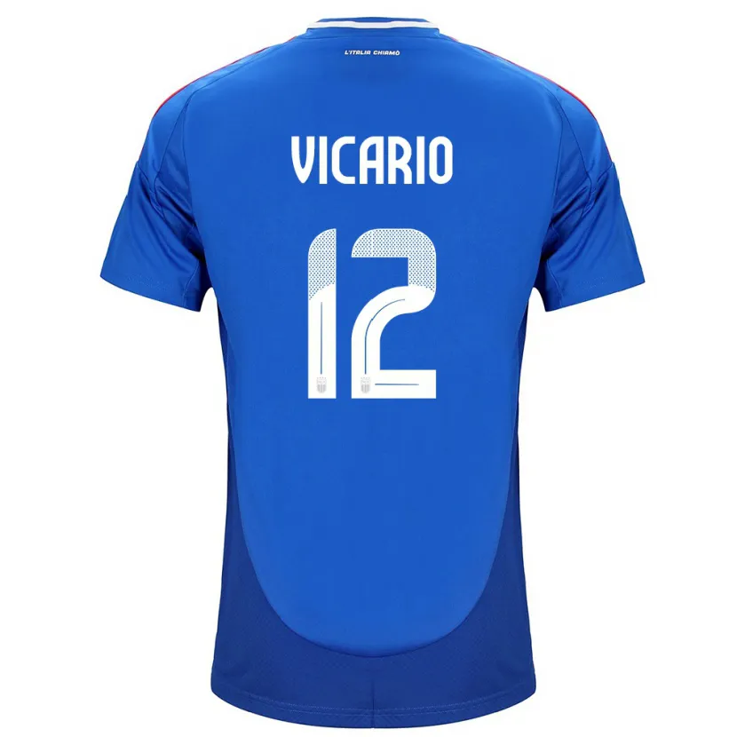 Danxen Hombre Camiseta Italia Guglielmo Vicario #12 Azul 1ª Equipación 24-26 La Camisa México