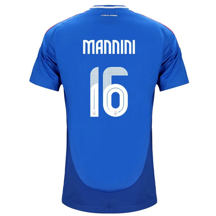 Danxen Hombre Camiseta Italia Mattia Mannini #16 Azul 1ª Equipación 24-26 La Camisa México