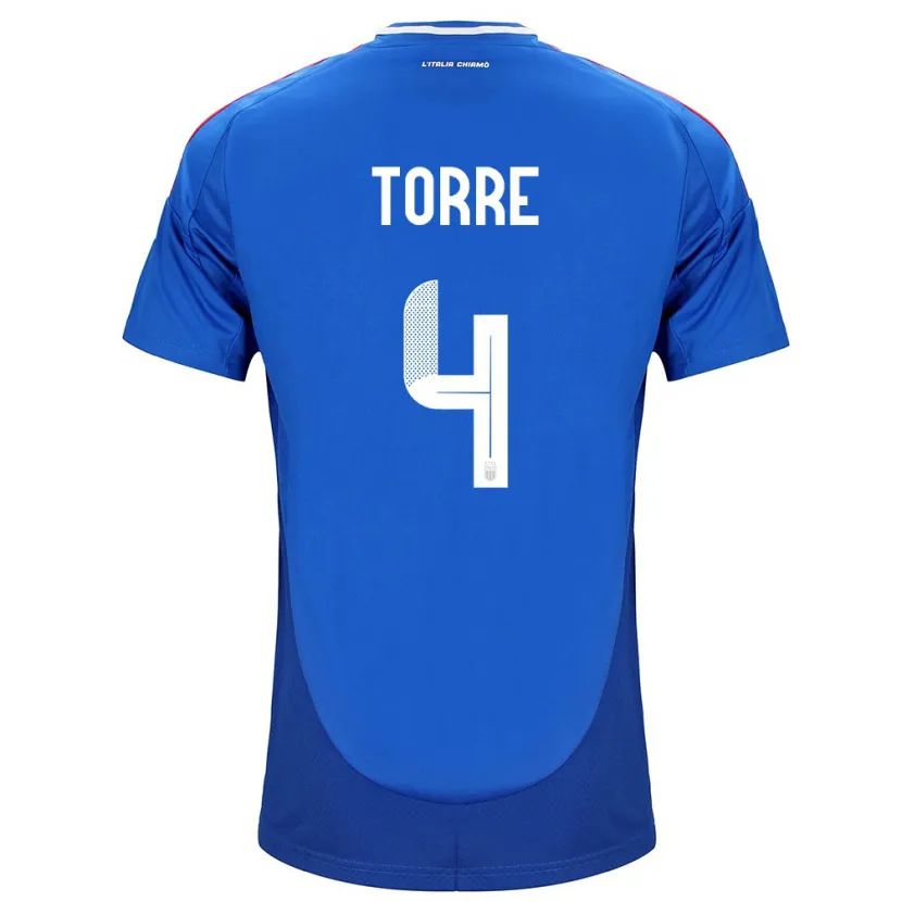 Danxen Hombre Camiseta Italia Pietro La Torre #4 Azul 1ª Equipación 24-26 La Camisa México