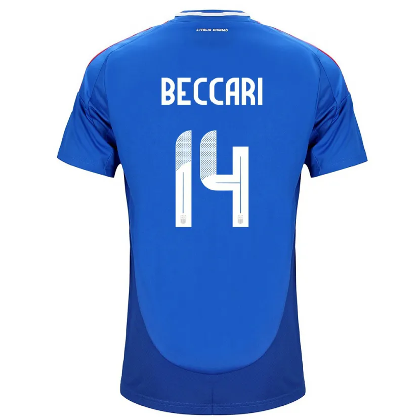 Danxen Hombre Camiseta Italia Chiara Beccari #14 Azul 1ª Equipación 24-26 La Camisa México