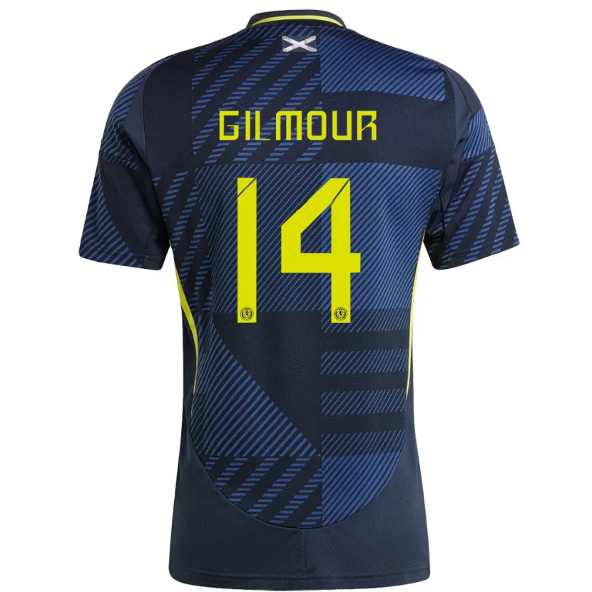 Danxen Hombre Camiseta Escocia Billy Gilmour #14 Azul Oscuro 1ª Equipación 24-26 La Camisa México