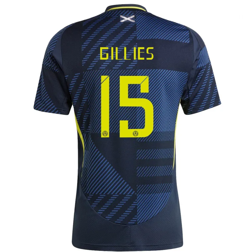 Danxen Hombre Camiseta Escocia Matthew Gillies #15 Azul Oscuro 1ª Equipación 24-26 La Camisa México