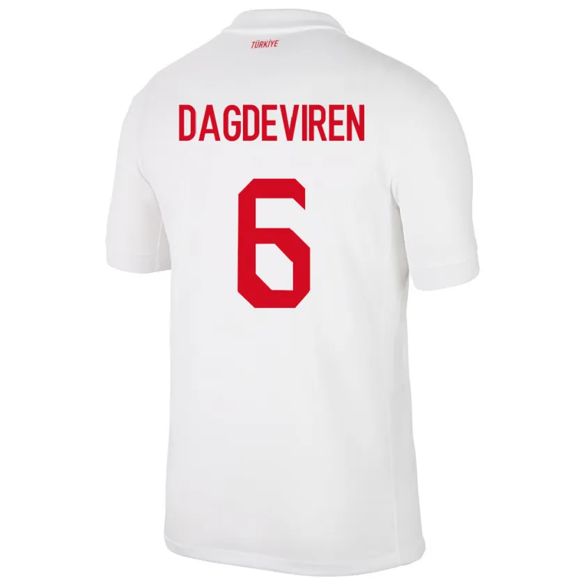 Danxen Hombre Camiseta Turquía Diren Dağdeviren #6 Blanco 1ª Equipación 24-26 La Camisa México