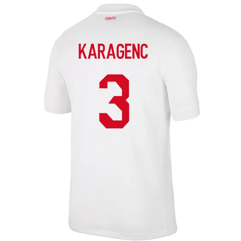 Danxen Hombre Camiseta Turquía Didem Karagenç #3 Blanco 1ª Equipación 24-26 La Camisa México