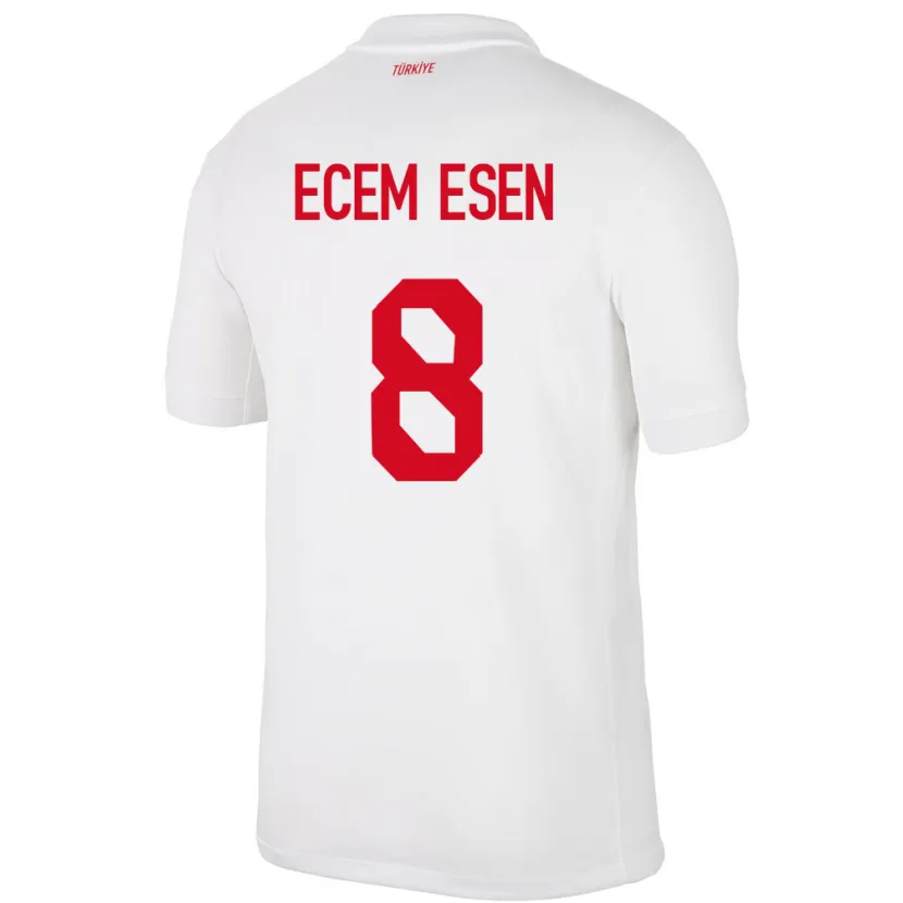 Danxen Hombre Camiseta Turquía Emine Ecem Esen #8 Blanco 1ª Equipación 24-26 La Camisa México