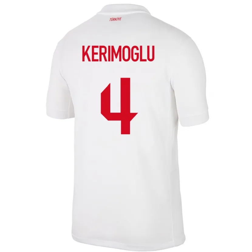 Danxen Hombre Camiseta Turquía Zeynap Kerimoğlu #4 Blanco 1ª Equipación 24-26 La Camisa México