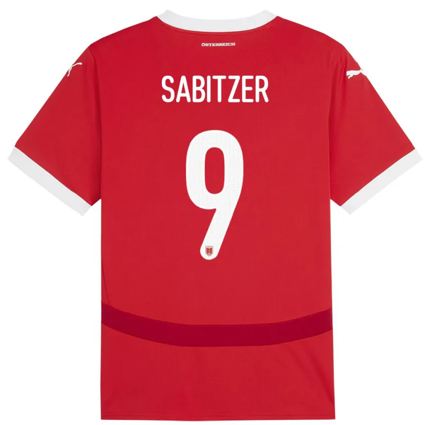 Danxen Hombre Camiseta Austria Marcel Sabitzer #9 Rojo 1ª Equipación 24-26 La Camisa México