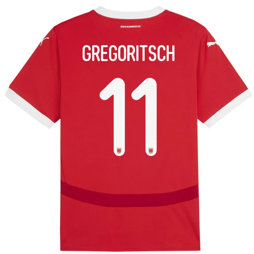 Danxen Hombre Camiseta Austria Michael Gregoritsch #11 Rojo 1ª Equipación 24-26 La Camisa México