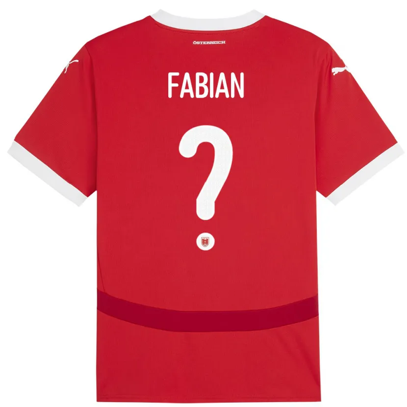 Danxen Hombre Camiseta Austria Lukas Fabian #0 Rojo 1ª Equipación 24-26 La Camisa México