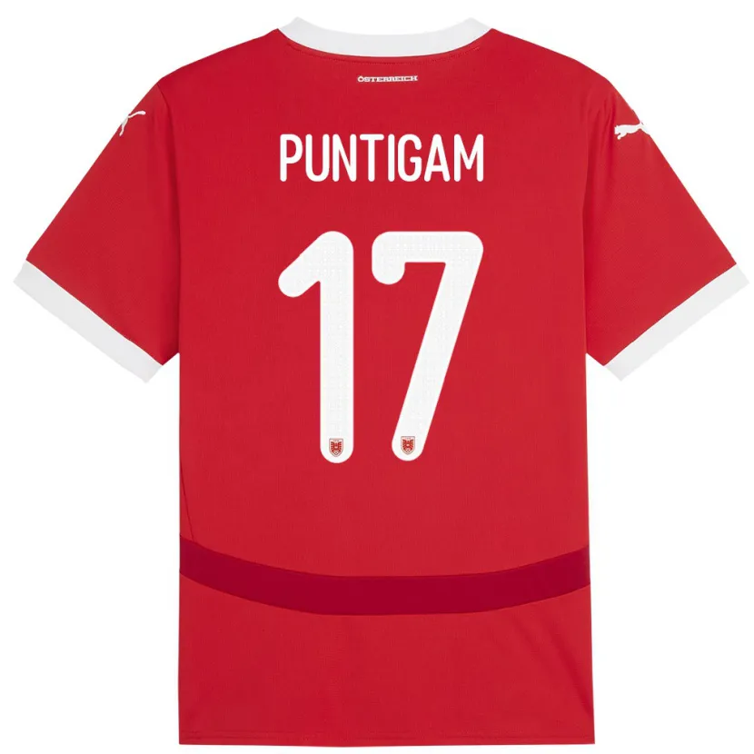 Danxen Hombre Camiseta Austria Sarah Puntigam #17 Rojo 1ª Equipación 24-26 La Camisa México