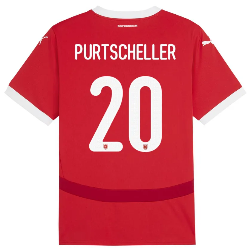 Danxen Hombre Camiseta Austria Lilli Purtscheller #20 Rojo 1ª Equipación 24-26 La Camisa México