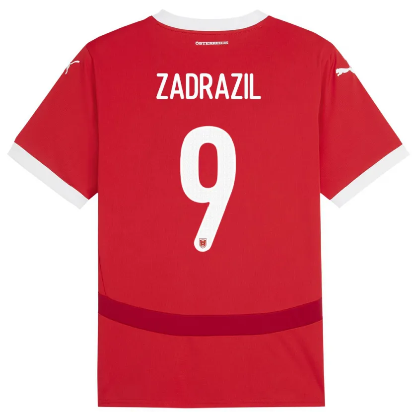 Danxen Hombre Camiseta Austria Sarah Zadrazil #9 Rojo 1ª Equipación 24-26 La Camisa México