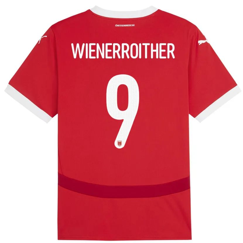 Danxen Hombre Camiseta Austria Katja Wienerroither #9 Rojo 1ª Equipación 24-26 La Camisa México