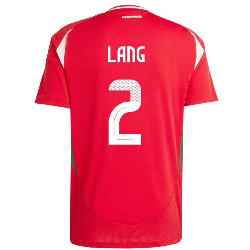 Danxen Hombre Camiseta Hungría Ádám Lang #2 Rojo 1ª Equipación 24-26 La Camisa México