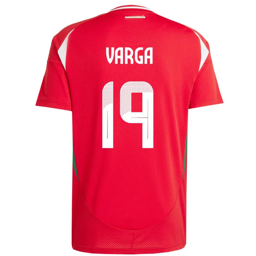 Danxen Hombre Camiseta Hungría Barnabás Varga #19 Rojo 1ª Equipación 24-26 La Camisa México