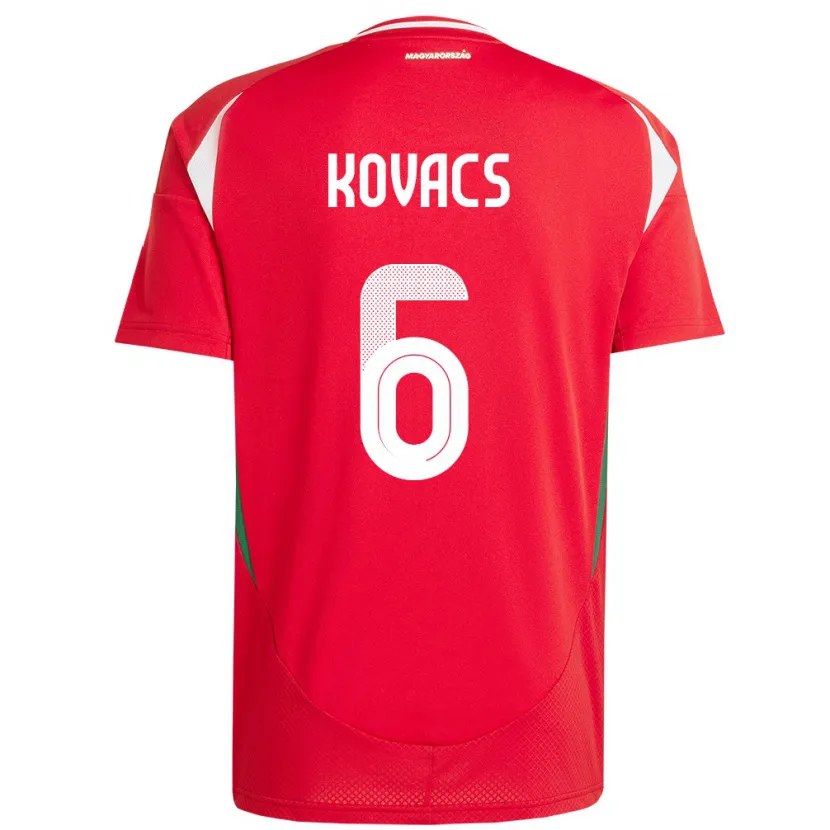 Danxen Hombre Camiseta Hungría Noel Kovács #6 Rojo 1ª Equipación 24-26 La Camisa México
