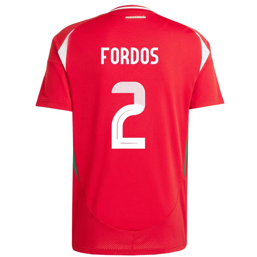 Danxen Hombre Camiseta Hungría Beatrix Fördős #2 Rojo 1ª Equipación 24-26 La Camisa México