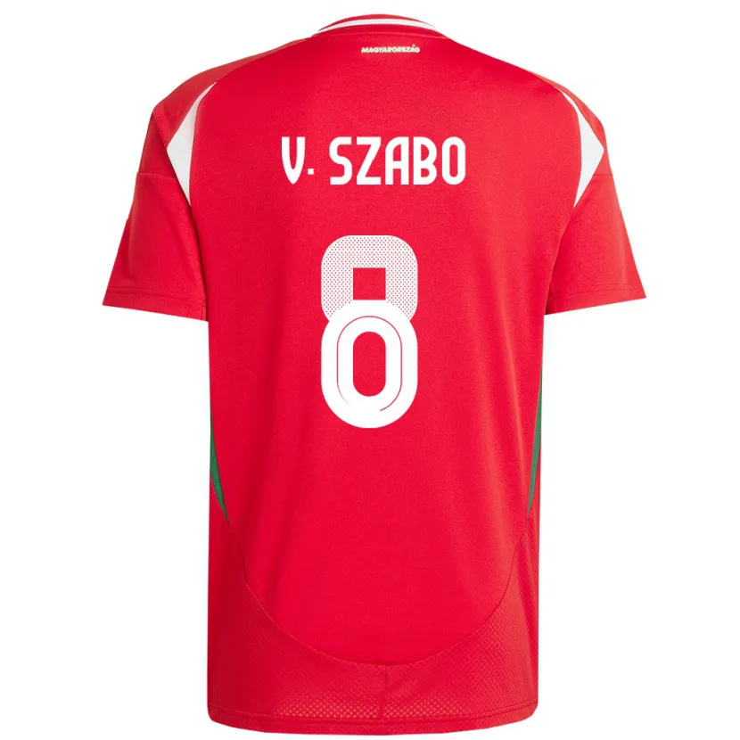 Danxen Hombre Camiseta Hungría Viktória Szabó #8 Rojo 1ª Equipación 24-26 La Camisa México