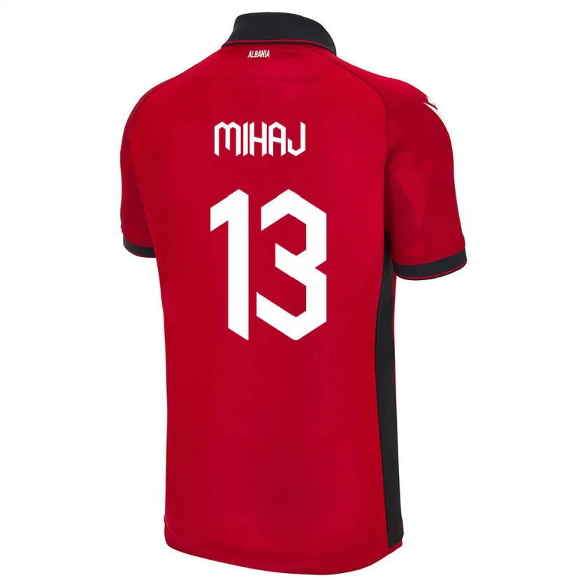 Danxen Hombre Camiseta Albania Enea Mihaj #13 Rojo 1ª Equipación 24-26 La Camisa México
