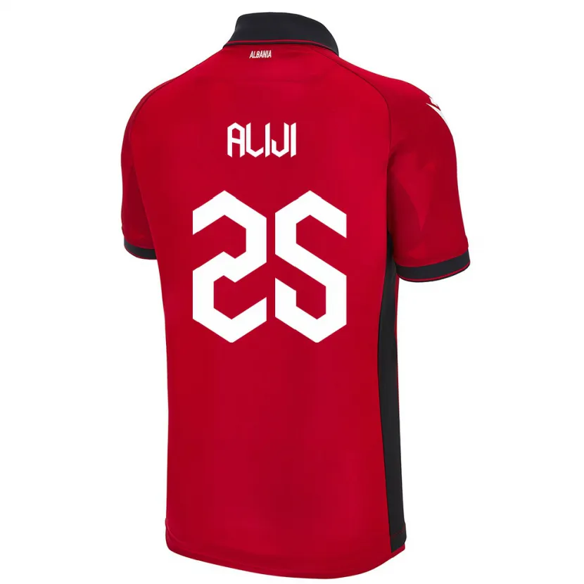 Danxen Hombre Camiseta Albania Naser Aliji #25 Rojo 1ª Equipación 24-26 La Camisa México