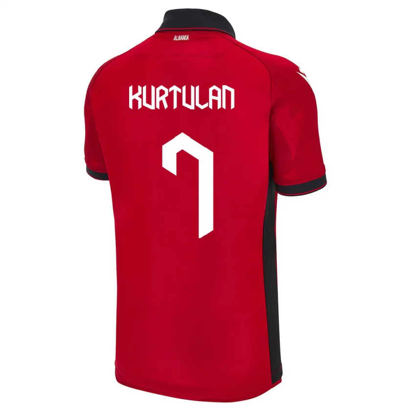 Danxen Hombre Camiseta Albania Arda Kurtulan #7 Rojo 1ª Equipación 24-26 La Camisa México