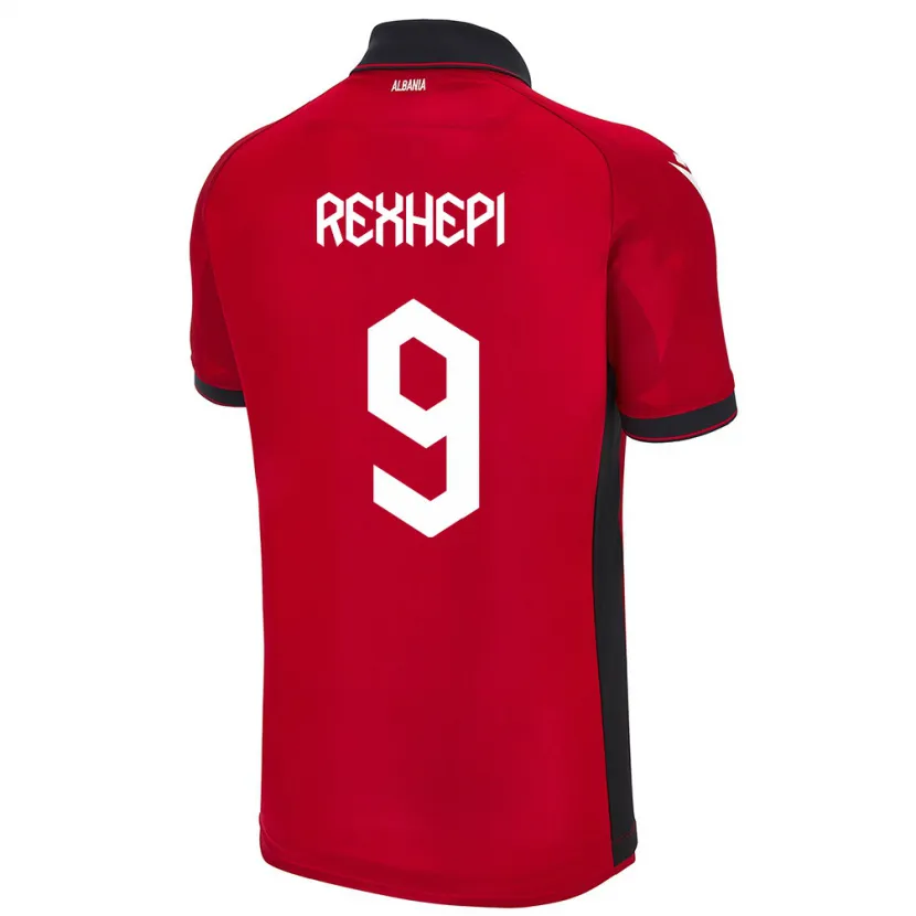 Danxen Hombre Camiseta Albania Arlind Rexhepi #9 Rojo 1ª Equipación 24-26 La Camisa México