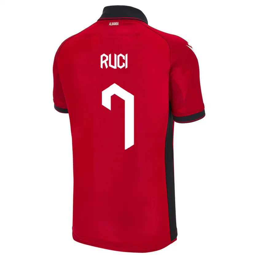 Danxen Hombre Camiseta Albania Flamur Ruci #7 Rojo 1ª Equipación 24-26 La Camisa México