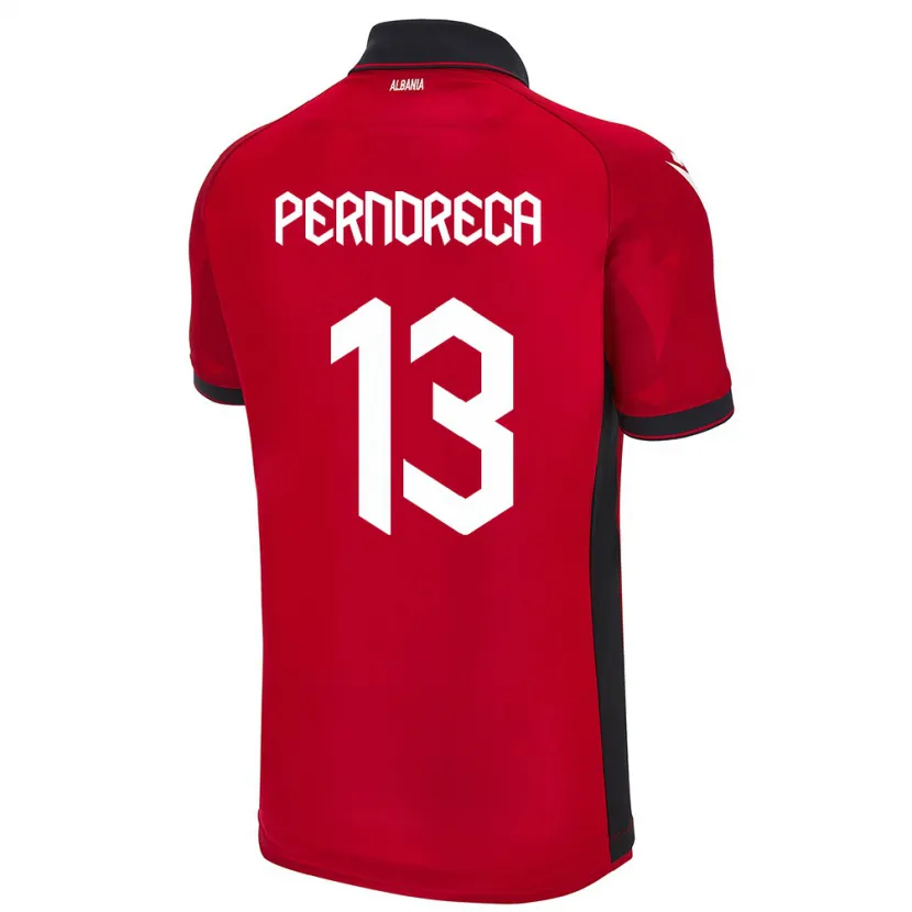 Danxen Hombre Camiseta Albania Fabjan Perndreca #13 Rojo 1ª Equipación 24-26 La Camisa México