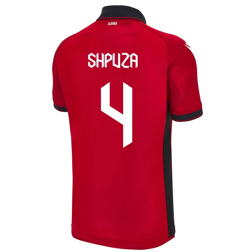 Danxen Hombre Camiseta Albania Kleo Shpuza #4 Rojo 1ª Equipación 24-26 La Camisa México