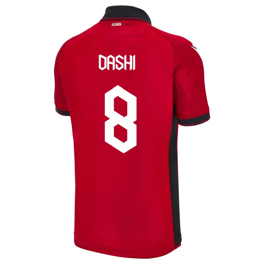 Danxen Hombre Camiseta Albania Matteo Dashi #8 Rojo 1ª Equipación 24-26 La Camisa México