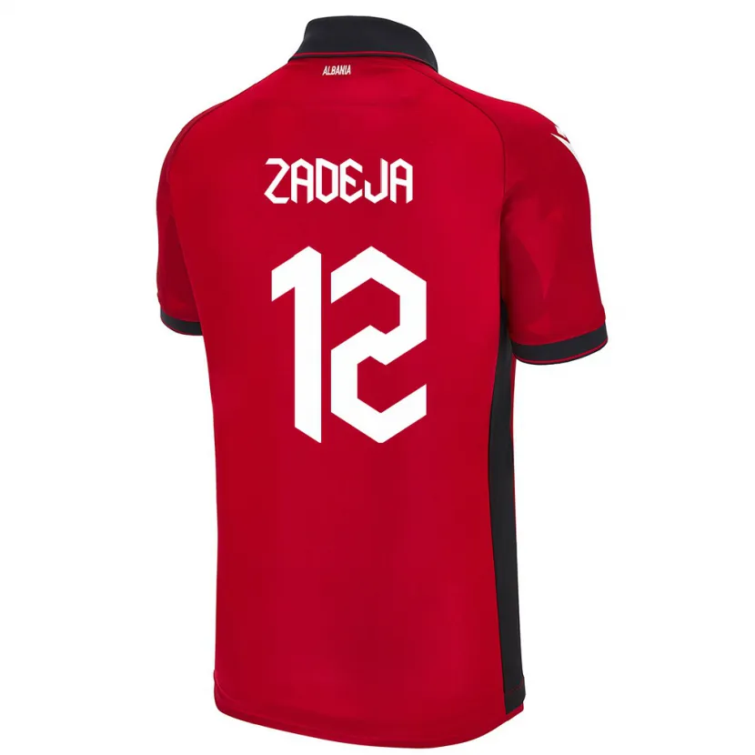 Danxen Hombre Camiseta Albania Darius Zadeja #12 Rojo 1ª Equipación 24-26 La Camisa México