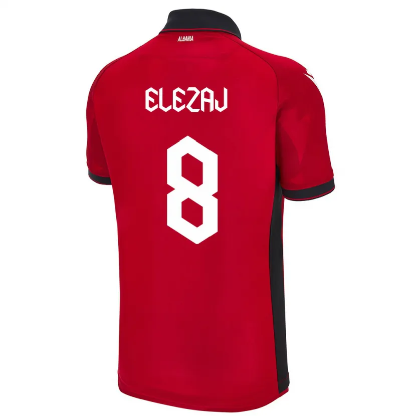 Danxen Hombre Camiseta Albania Endrina Elezaj #8 Rojo 1ª Equipación 24-26 La Camisa México