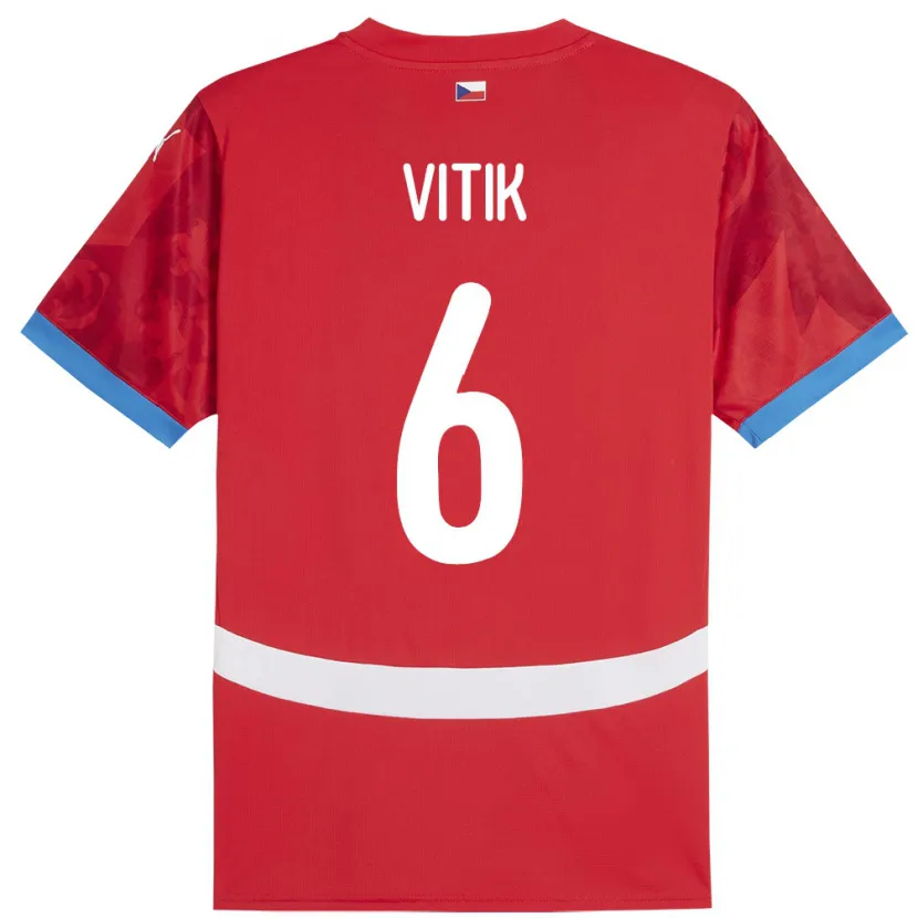Danxen Hombre Camiseta Chequia Martin Vitík #6 Rojo 1ª Equipación 24-26 La Camisa México