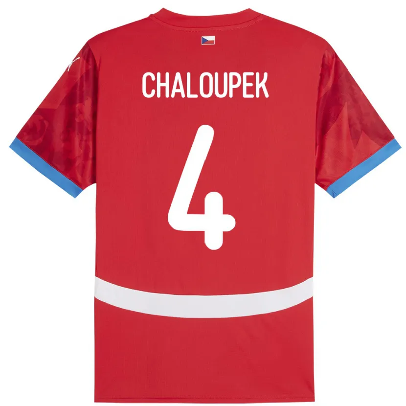 Danxen Hombre Camiseta Chequia Stepan Chaloupek #4 Rojo 1ª Equipación 24-26 La Camisa México