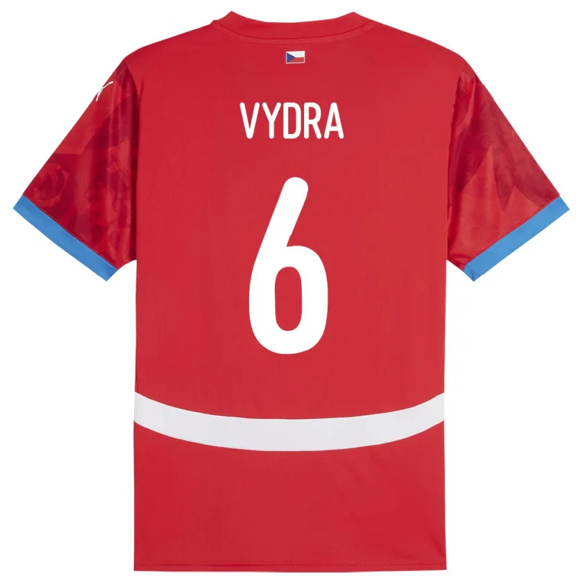 Danxen Hombre Camiseta Chequia Patrik Vydra #6 Rojo 1ª Equipación 24-26 La Camisa México