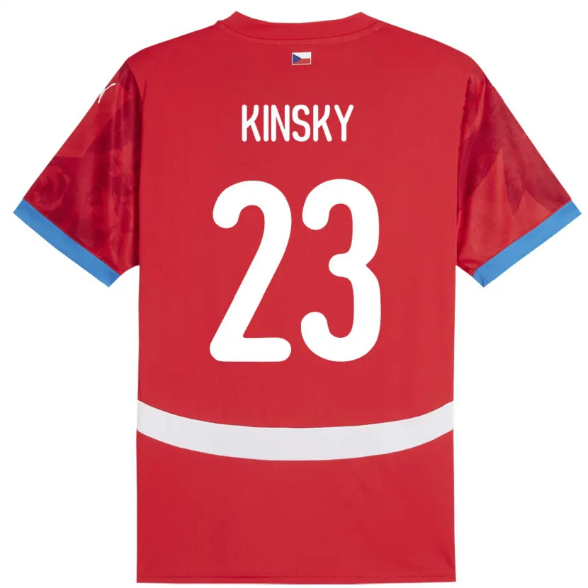 Danxen Hombre Camiseta Chequia Antonin Kinsky #23 Rojo 1ª Equipación 24-26 La Camisa México