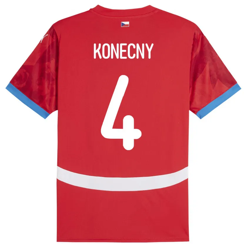 Danxen Hombre Camiseta Chequia Mikulas Konecny #4 Rojo 1ª Equipación 24-26 La Camisa México