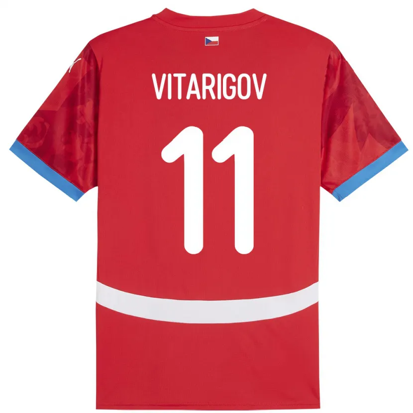 Danxen Hombre Camiseta Chequia Arsen Vitarigov #11 Rojo 1ª Equipación 24-26 La Camisa México