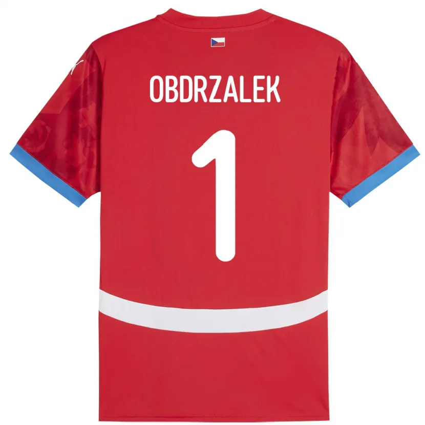 Danxen Hombre Camiseta Chequia Marek Obdrzalek #1 Rojo 1ª Equipación 24-26 La Camisa México