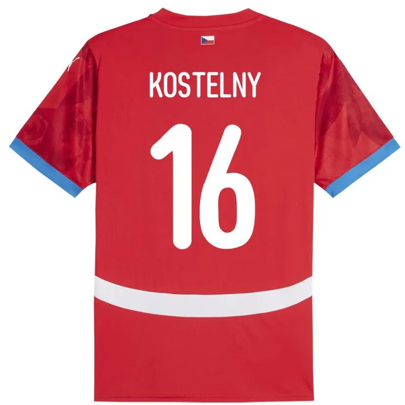 Danxen Hombre Camiseta Chequia Krystof Kostelny #16 Rojo 1ª Equipación 24-26 La Camisa México