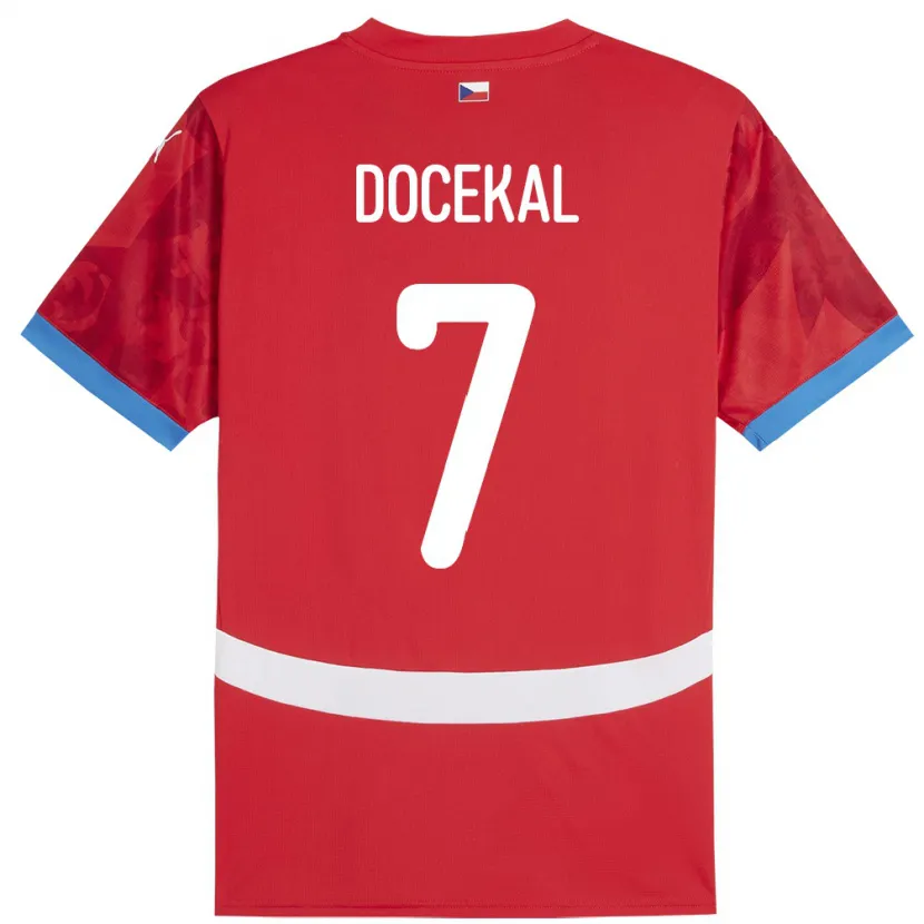 Danxen Hombre Camiseta Chequia Tomas Docekal #7 Rojo 1ª Equipación 24-26 La Camisa México