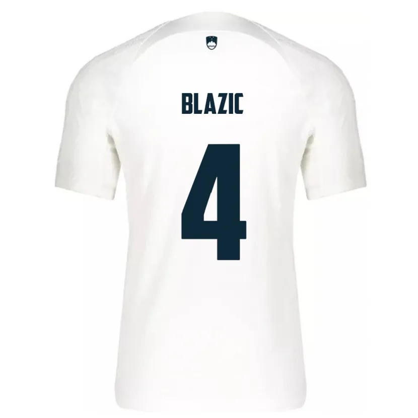 Danxen Hombre Camiseta Eslovenia Miha Blazic #4 Blanco 1ª Equipación 24-26 La Camisa México
