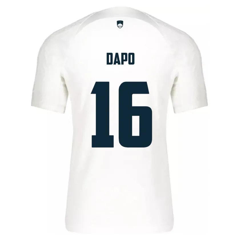 Danxen Hombre Camiseta Eslovenia Jan Dapo #16 Blanco 1ª Equipación 24-26 La Camisa México