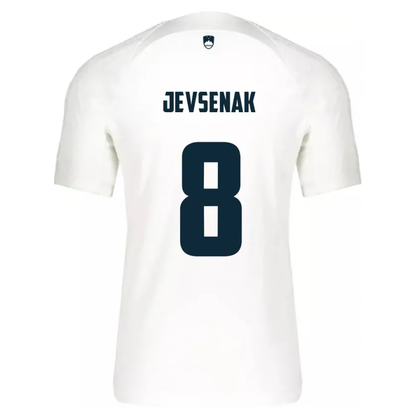 Danxen Hombre Camiseta Eslovenia Florjan Jevsenak #8 Blanco 1ª Equipación 24-26 La Camisa México