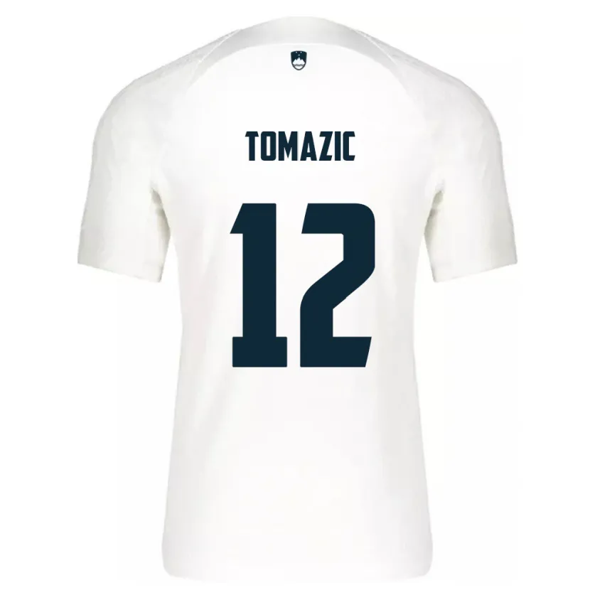 Danxen Hombre Camiseta Eslovenia Lukas Tomazic #12 Blanco 1ª Equipación 24-26 La Camisa México