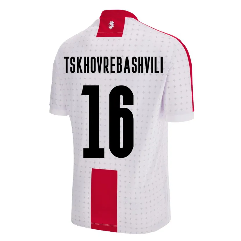 Danxen Hombre Camiseta Georgia Nikoloz Tskhovrebashvili #16 Blanco 1ª Equipación 24-26 La Camisa México
