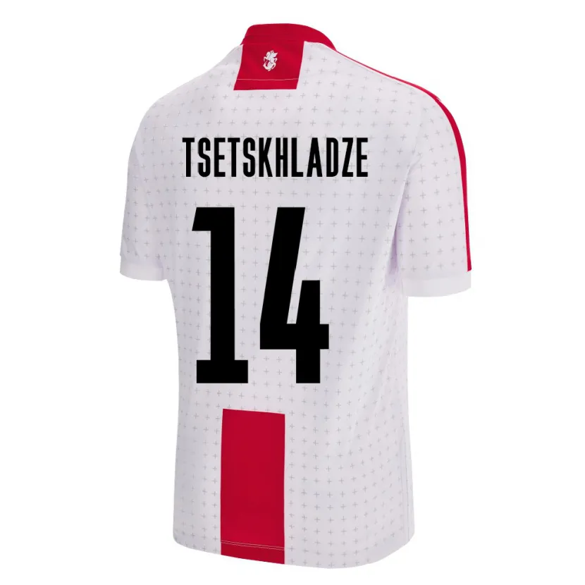 Danxen Hombre Camiseta Georgia Nikoloz Tsetskhladze #14 Blanco 1ª Equipación 24-26 La Camisa México